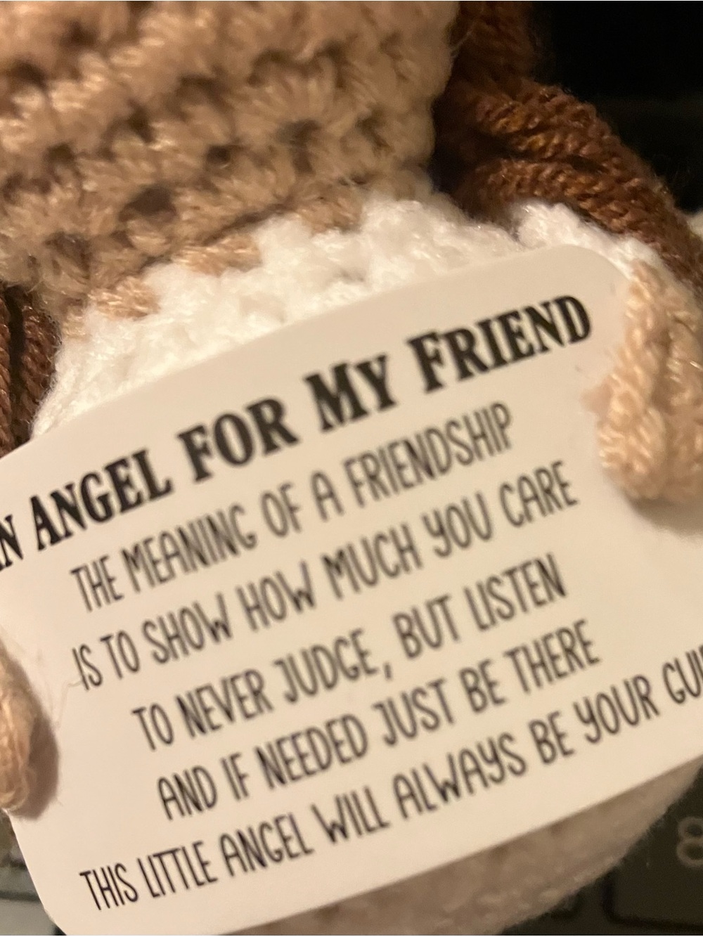 Crochet Angel Figurine - 'An Angel For My Friend' about 3 1/2” - Picture 6 of 6